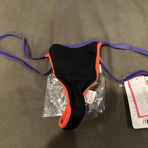 NWT Wicked Weasel Cotton Splash 609 Thong Multi Black Triangle Back Medium